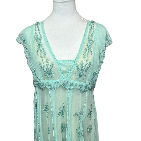 The Pyramid Collection Sheer Embroidered Mint Dress - Picture 2 of 5